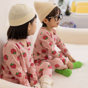 男童无骨内衣线衣线裤 女童纯棉分体棉毛衫 家居服 套装 儿童秋衣秋裤