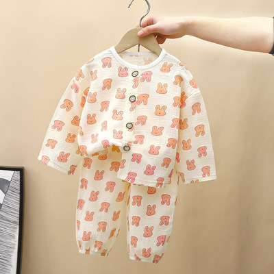 家居服棉纱布儿童空调服网红四季