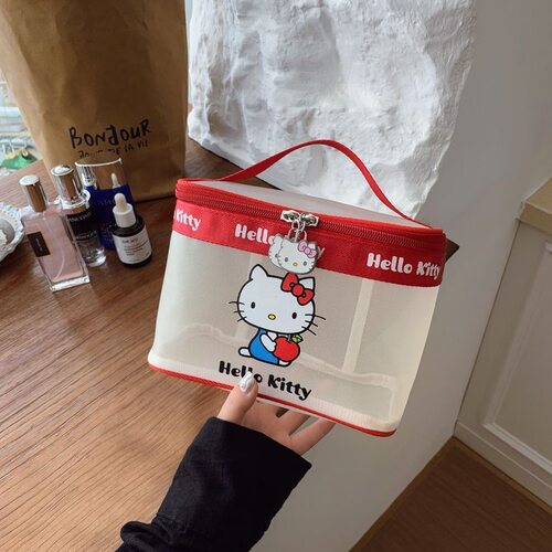HelloKitty正版授权网纱化妆包韩国is手提大容量洗漱包化妆箱