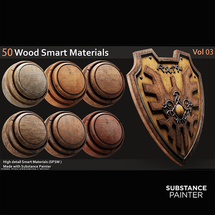 Substance 50组高品质木纹spsm智能材质球