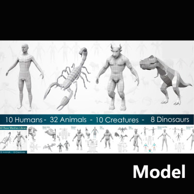 Model 60组人物动物昆虫怪物基础模型素材