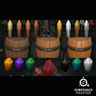 Substance 风格化石头木头金属布料材质球