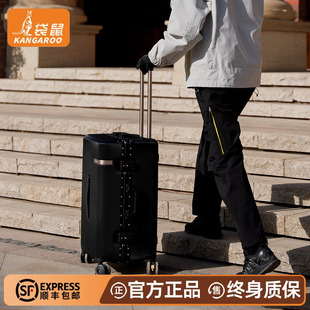 袋鼠纯pc材质行李箱静音万向轮男生三七分28寸深仓大容量拉杆箱24