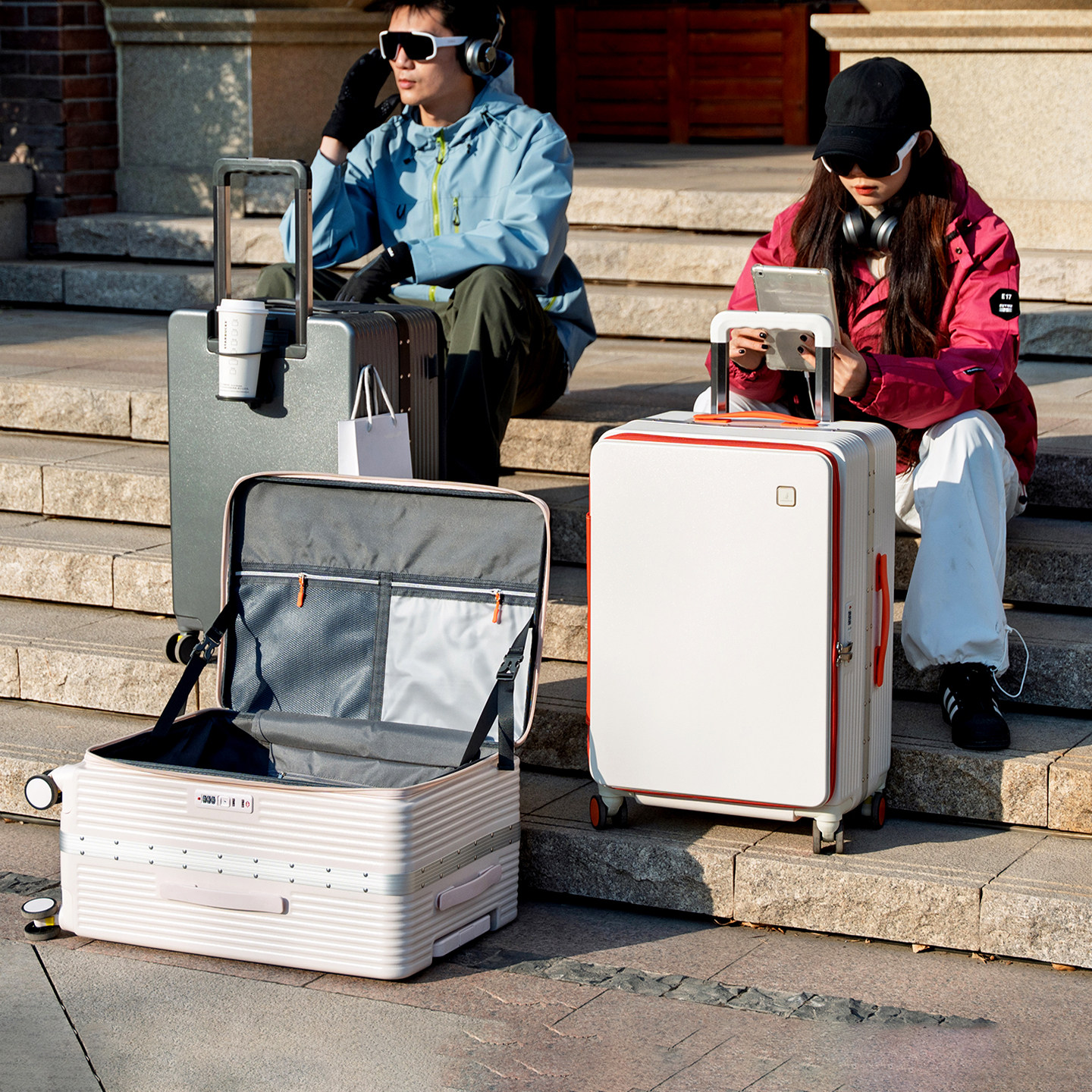袋鼠耐用型行李箱24寸2026新款侧开深仓大容量pc材质拉杆旅行28女