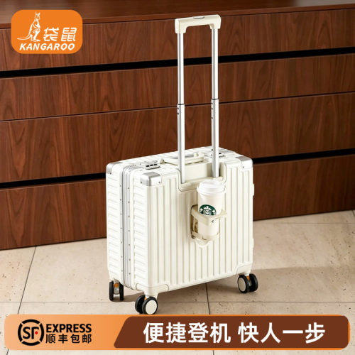 【袋鼠正品】铝框可坐大人登机箱