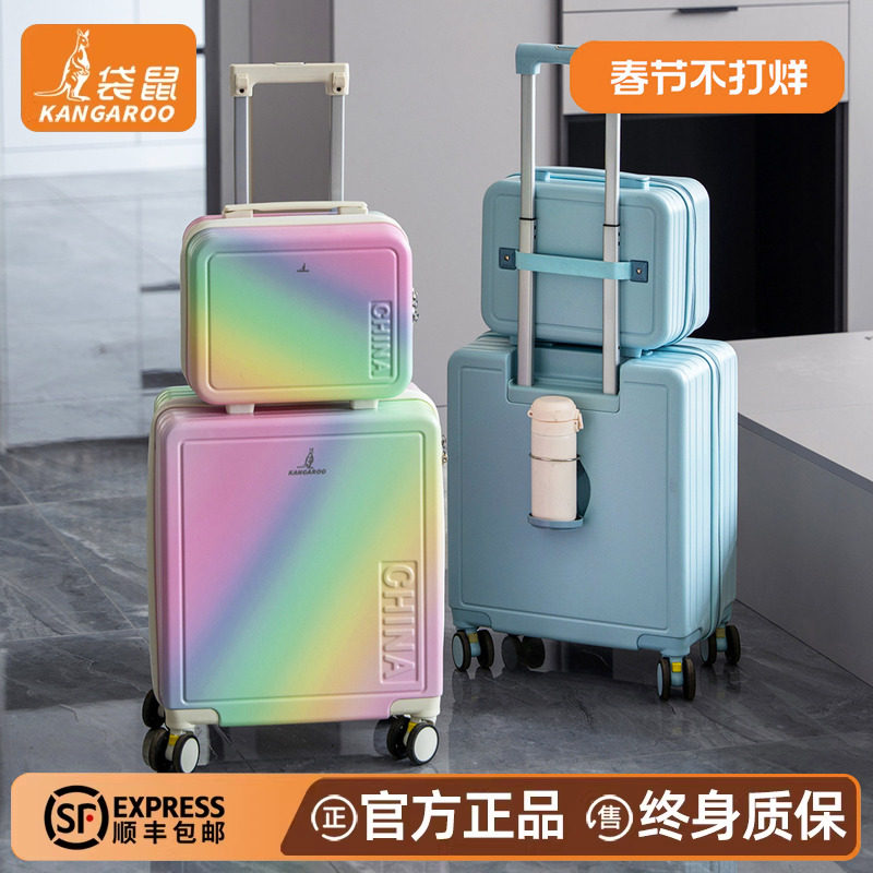 袋鼠小行李箱可上飞机18尺寸登机小型短途旅行拉杆密码皮箱子母款