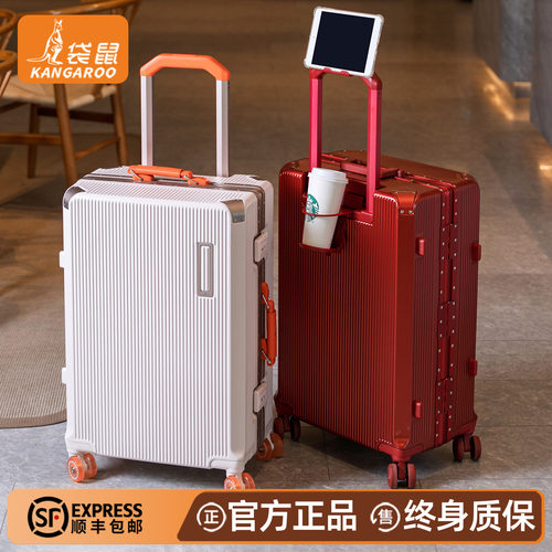 【袋鼠正品】红色行李箱结婚陪嫁