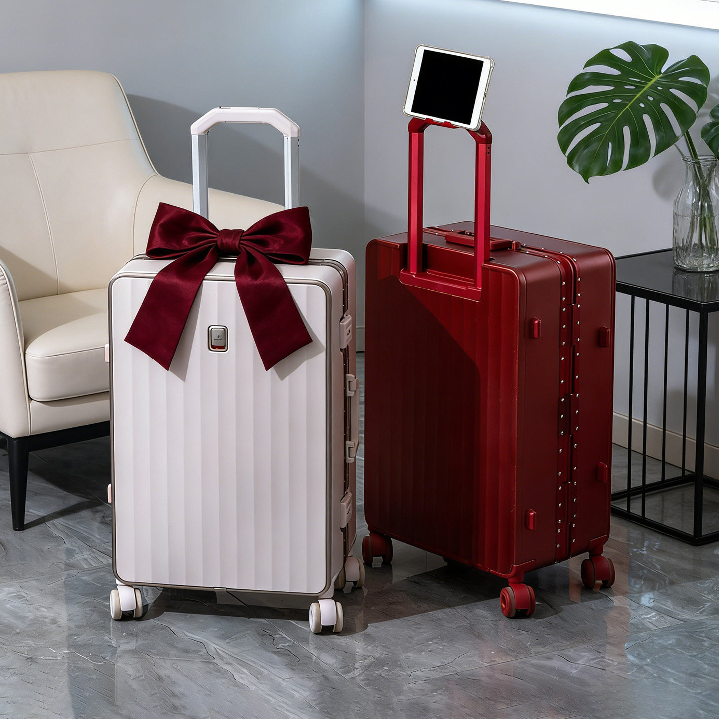 袋鼠红色行李拉杆箱结实耐用加厚结婚陪嫁24寸密码旅行22红喜20女