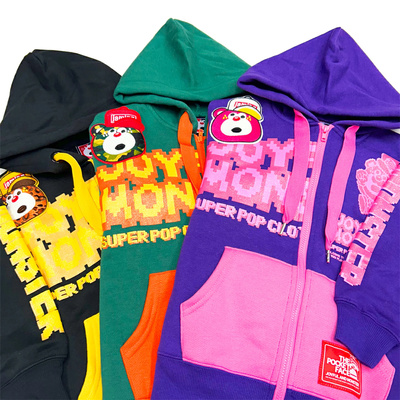 日单潮牌Jam纯原单男女童卡通连帽加绒拉链卫衣舒适柔软休闲百搭