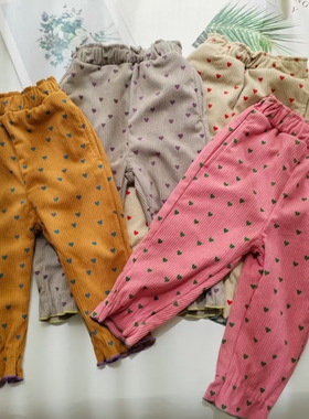 纯原日单MARKEYS旗下LSP灯芯绒长裤宽松心形图案灯芯绒裤子