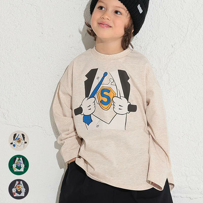 日单纯尾 markeys 秋款男女童长袖纯棉T恤 超人图案 透气舒适百搭