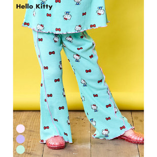 纯原日单马牌Markeys卡通Hello Kitty联名款春夏薄款华夫格喇叭裤
