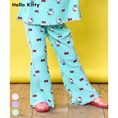 纯原日单马牌Markeys卡通Hello Kitty联名款春夏薄款华夫格喇叭裤