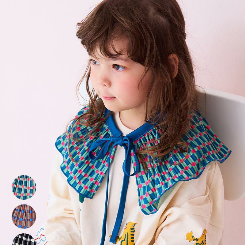 纯原日单Markeys儿童成人百褶披肩原创格子图案高级流畅褶皱设计