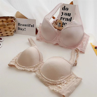 出口韩国女士内衣文胸春夏薄款透气聚拢无钢圈bra内心纯棉蕾丝