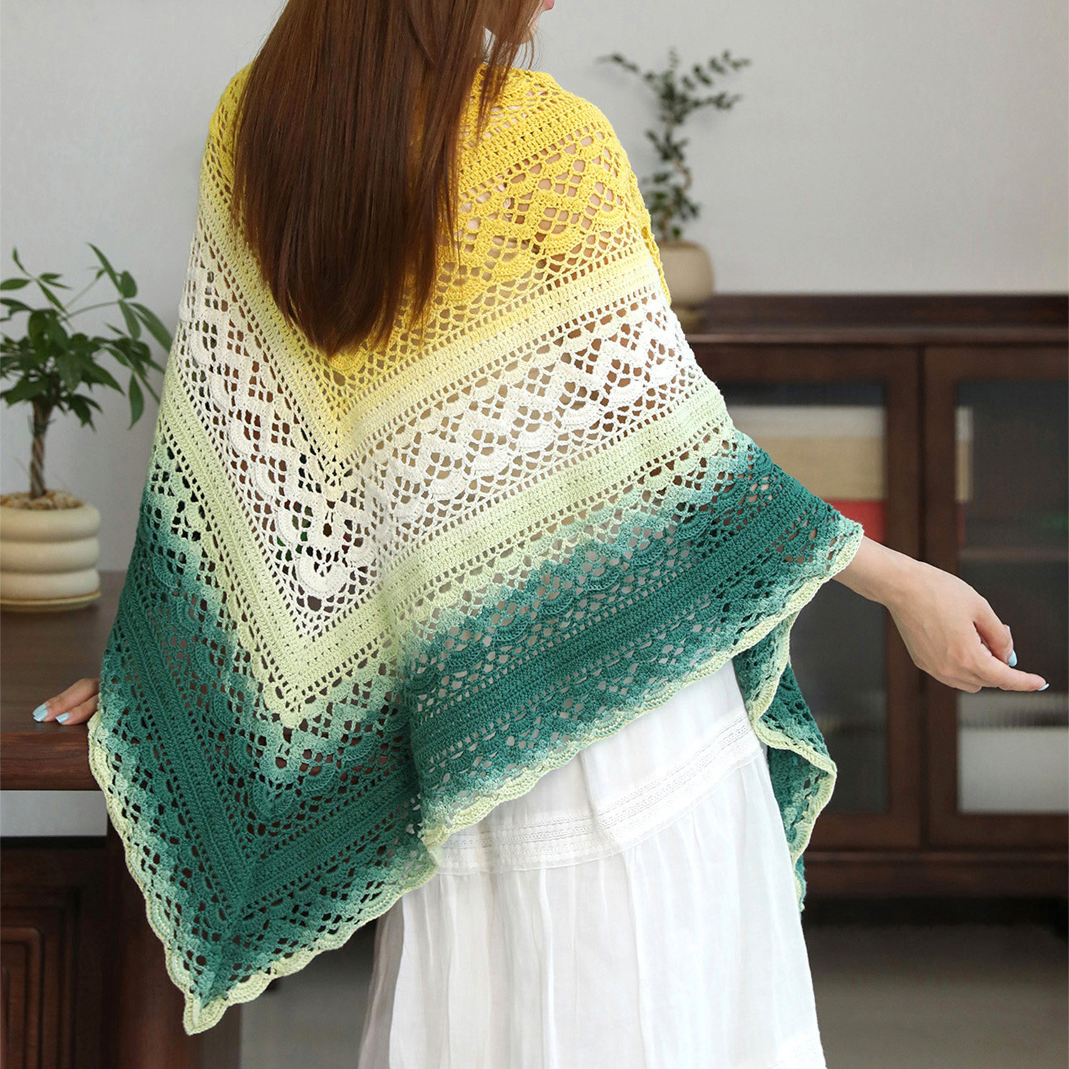 毛儿手作 克里兹纳渐变披肩 浅月版毛线手工钩针编织DIY材料包