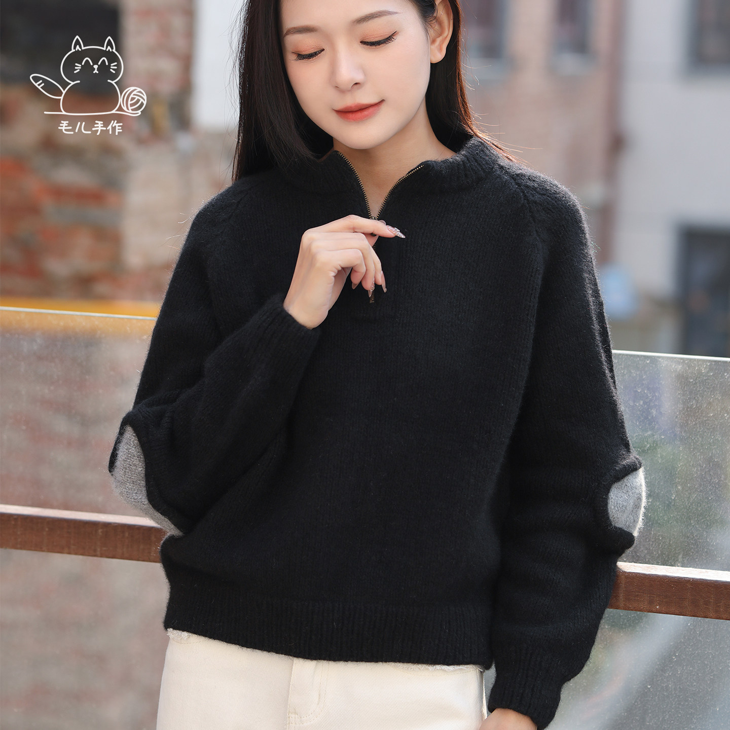 毛儿手作 时伊半拉链休闲套衫材料包 棒针手工编织diy 游牧,服饰配件/皮带/帽子/围巾,DIY编织材料包,淘宝优惠券,粉丝福利购,淘宝优惠卷