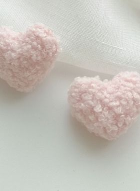 5CM爱心泰迪绒粉色红色配件圣诞树装饰品节日摆件 1个