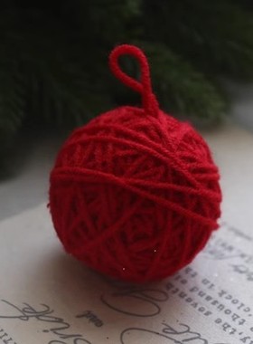 定制订做大毛线球红色吊球装饰球新年春节圣诞挂球15 20 25 30CM