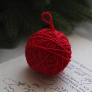 30CM 饰球新年春节圣诞挂球15 定制订做大毛线球红色吊球装