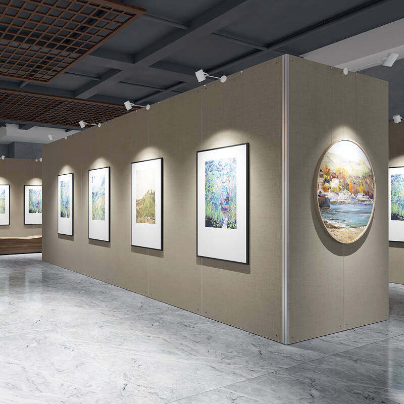 移动无缝书画展板宣传隔断背景板美术博物馆贴亚麻艺术展墙屏风