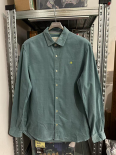 soda男式基础款超细灯芯绒长袖衬衫 湖绿色 M 胸围108