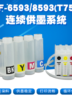 丽辉适用爱普生WF-6593 6093 8093 8593喷墨打印机改装连供EPSON T7531 T7532 T7533 T7534黑色彩色墨盒墨水