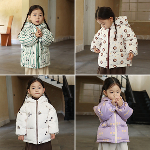 过冬实用款！韩国女童2024秋冬新款加厚连帽羽绒服宝宝羽绒袄子