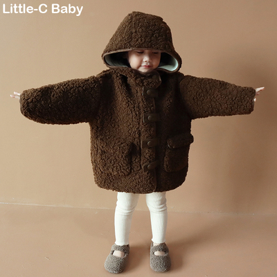 超好看！儿童羊羔绒连帽加厚棉服