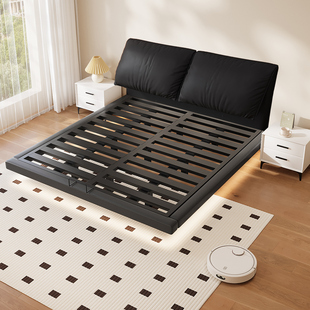 铁艺悬浮床家用卧室现代简约双人床金属排骨架大象耳软包床可定制