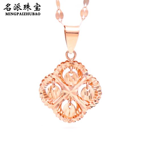 俄罗斯585彩金灵动项链吊坠