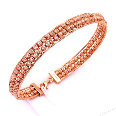 俄罗斯585彩金双排转运珠款手镯