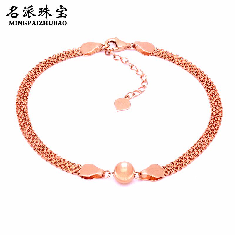 名派珠宝俄罗斯585彩金转运珠14k玫瑰金时尚个性闪亮转运珠手链女