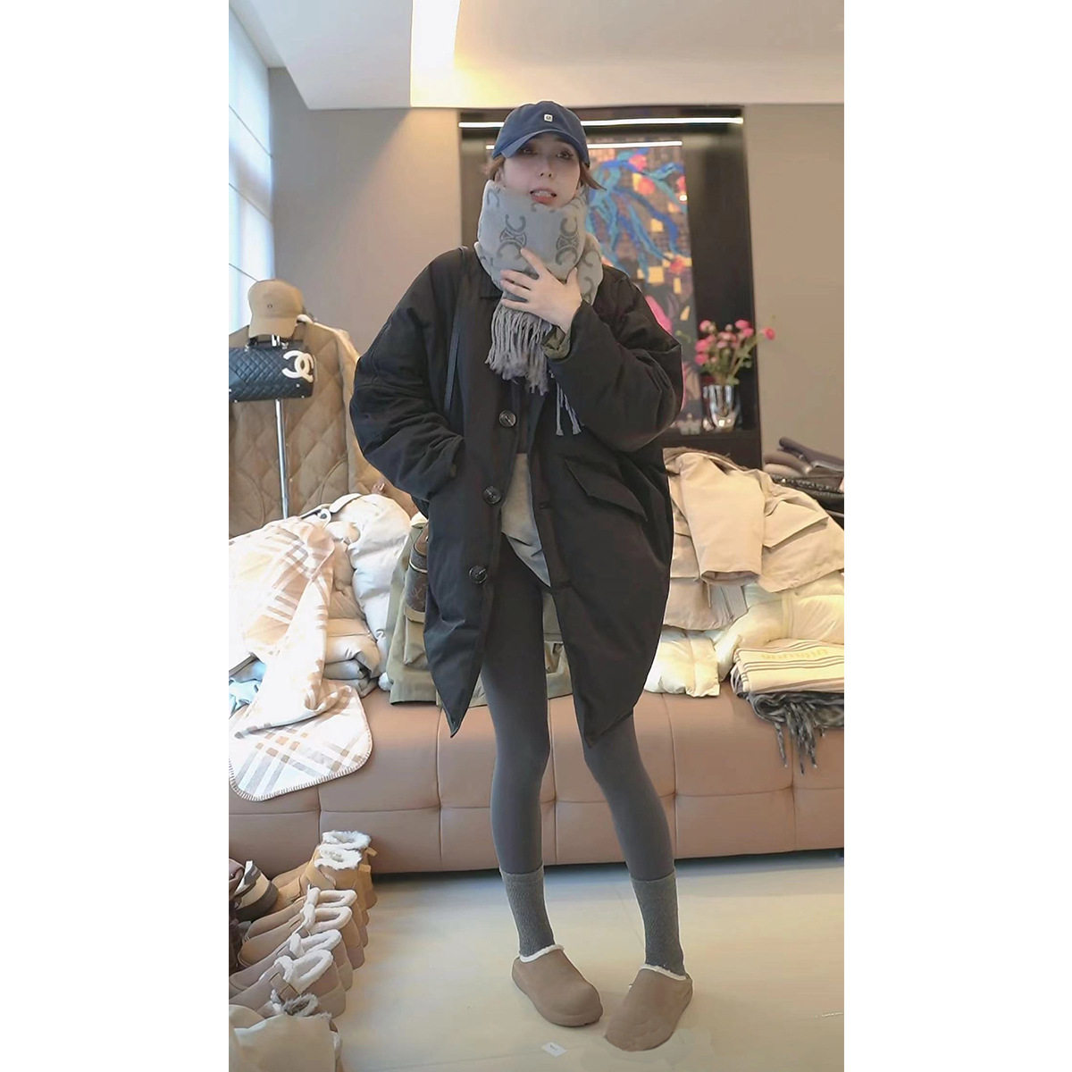 韩系慵懒风黑色翻领棉服外套女冬季新款超好看保暖加厚中长款棉衣,女装/女士精品,棉衣/棉服,淘宝优惠券,粉丝福利购,淘宝优惠卷