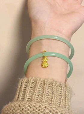 古法金招财福袋新中式叮当手镯汉服搭配闺蜜手饰景区礼品