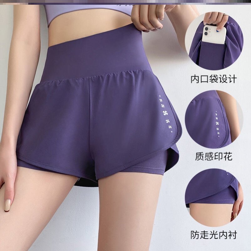 运动短裤女跑步专用防走光2025新款瑜伽裤假两件速干跑步可放手机图片