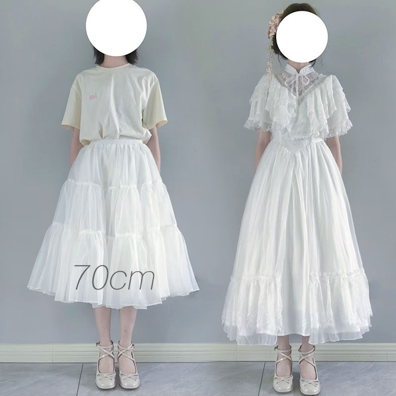 裙撑Lolita日常微蓬长款长裙撑jk轻lo裙撑洛丽塔衬裙70cm无骨纱撑