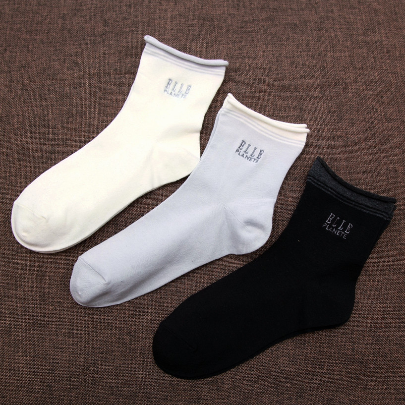 日单纯棉女袜松口袜简约纯色中筒袜孕妇袜老人四季袜圆头休闲少女