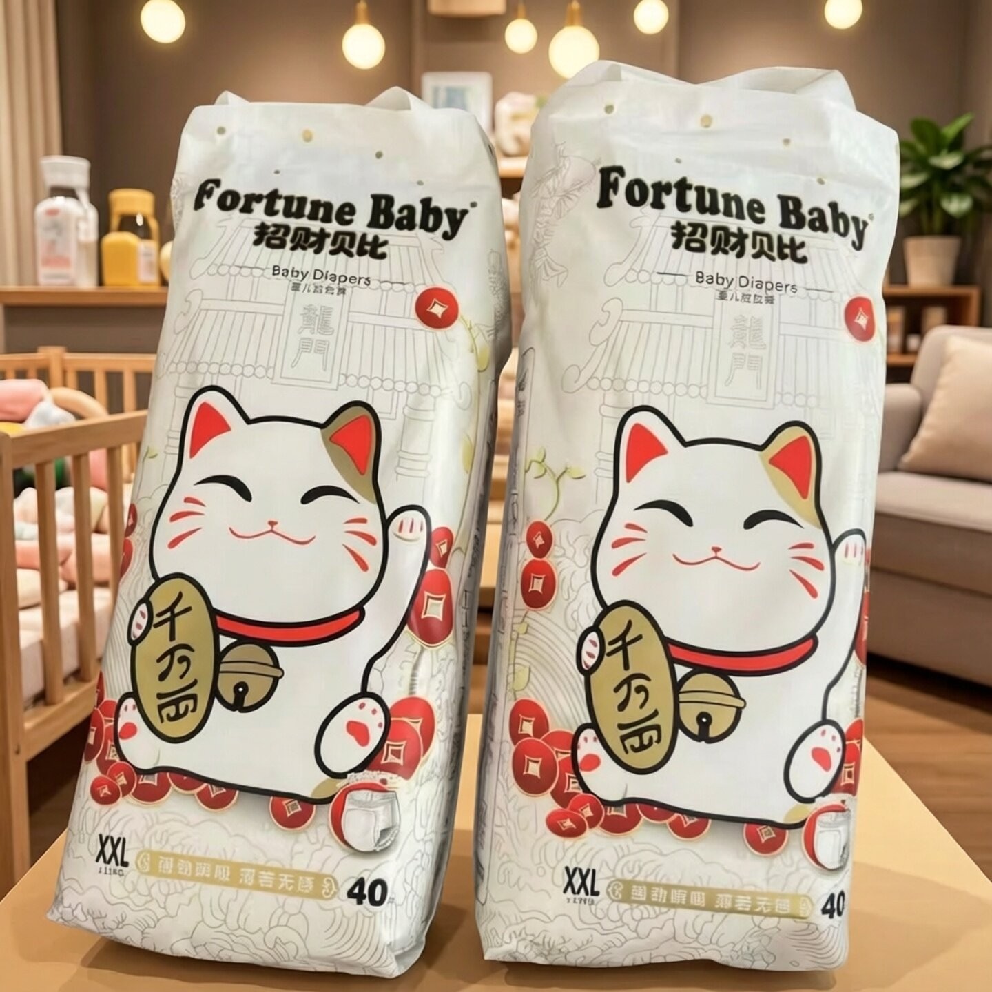 正品招财贝比猫婴儿拉拉裤纸尿裤尿不湿尿片男女宝宝学步裤柔软薄