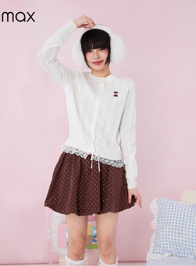 didimax春季新款白色毛针织衫 原创设计收腰上衣开衫正肩C27570