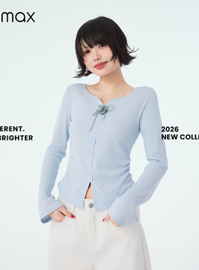 didimax春季新款V领立体玫瑰装饰 褶皱收腰女上衣小衫内搭C47396