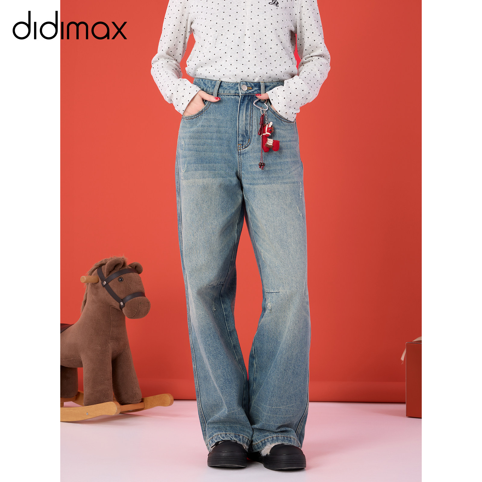 didimax春季新款复古做旧牛仔裤 宽松直筒版型 港式原创女C57019,女装/女士精品,牛仔裤,淘宝优惠券,粉丝福利购,淘宝优惠卷