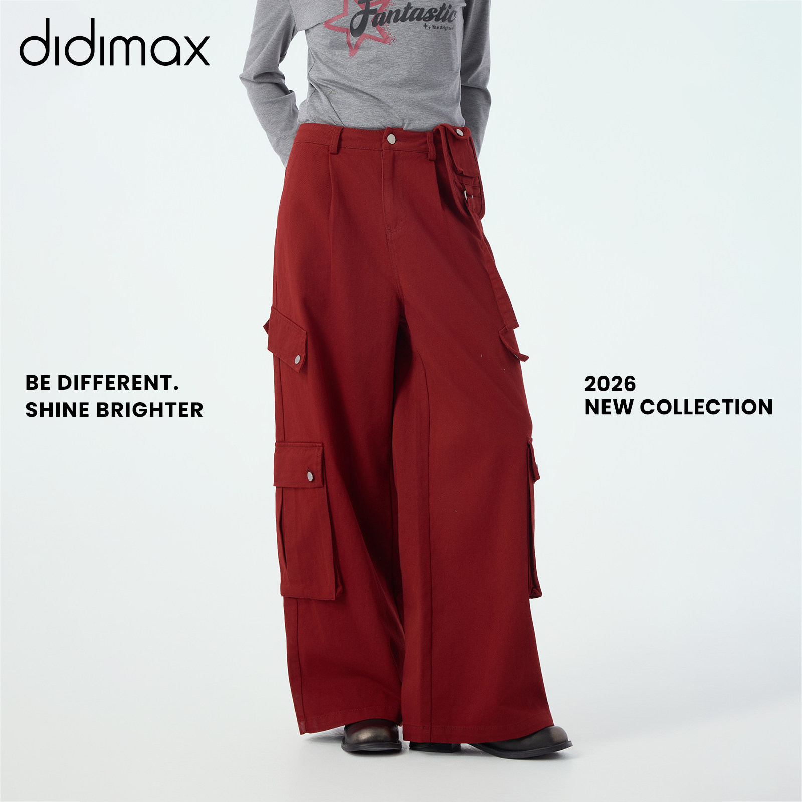 didimax春季新款阔腿宽松工装裤 俏皮时尚口袋女长裤子潮流C57235,女装/女士精品,休闲裤,淘宝优惠券,粉丝福利购,淘宝优惠卷