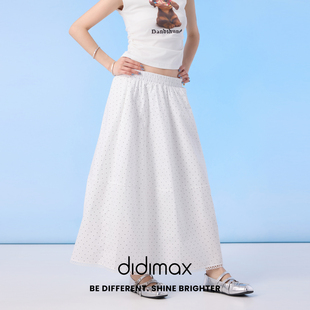 didimax夏季新款白色波点甜美风半身裙 A字裙中长款日常X68609