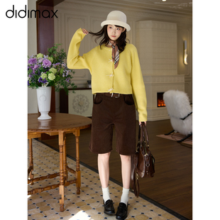 直筒老钱风短款 didimax冬季 五分裤 灯芯绒中裤 女小众W56364 新款