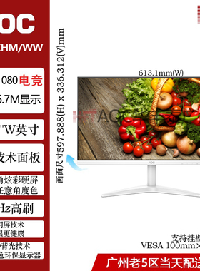 aoc 24b1xhm广视角技术24寸看监控用办公电脑LED背光VA挂壁显示器