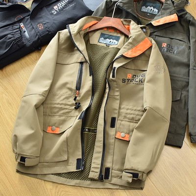 男士连帽夹克春秋款大码防风防水