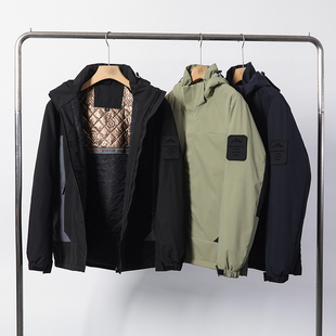 超值好穿 绗缝夹棉冬季 男士 防风加厚保暖户外连帽棉衣外套 热反射