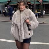 2024新款 加厚保暖毛绒上衣 大衣冬季 狐狸毛皮草外套女短款 年轻时尚