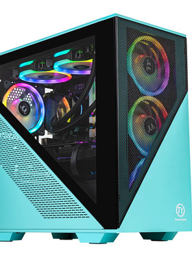 Tt启航者L5白色绿色240水冷半透matx主板台式机电脑办公游戏机箱